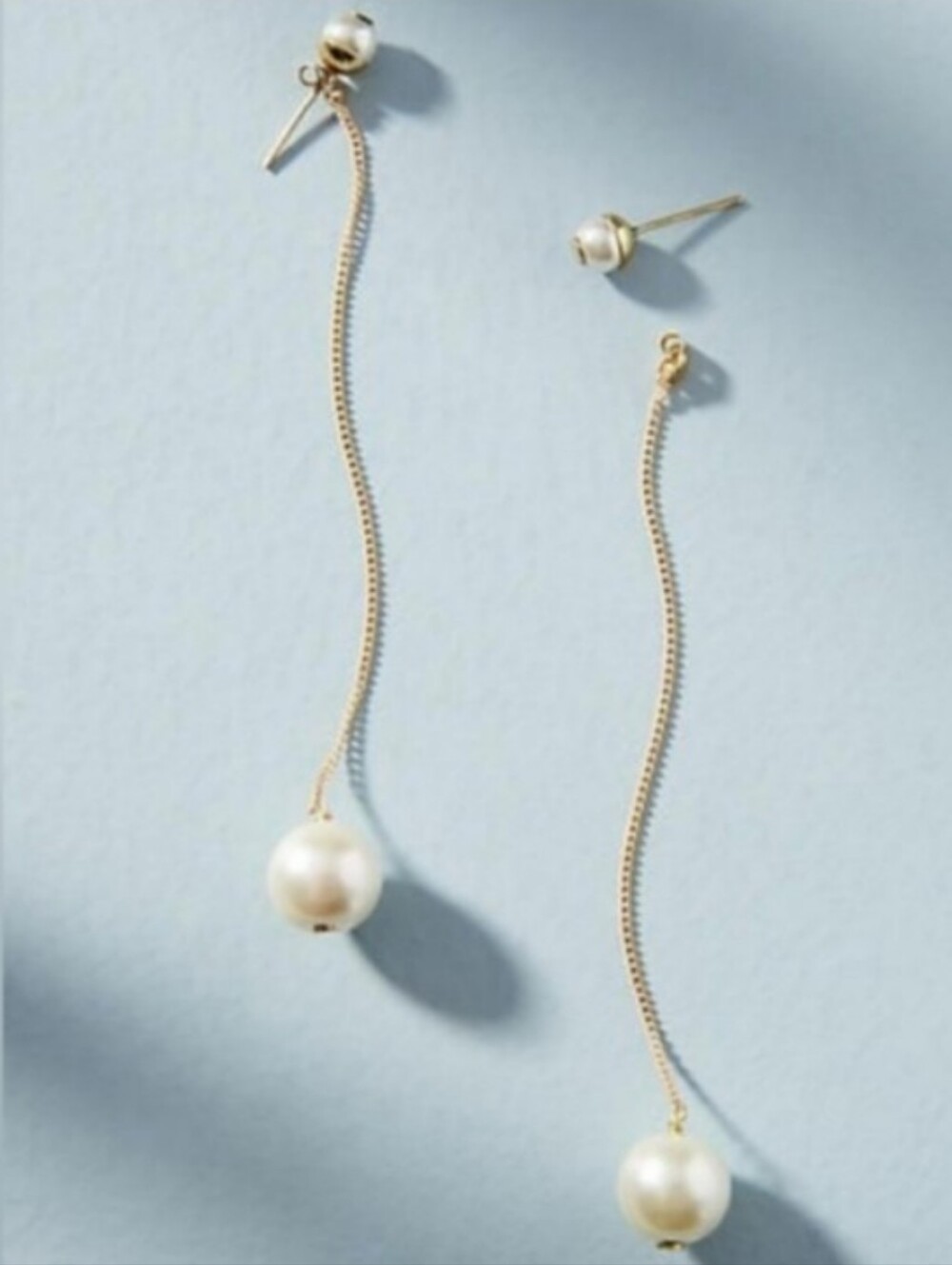 Anthropologie Pearl Chain Drop Earrings